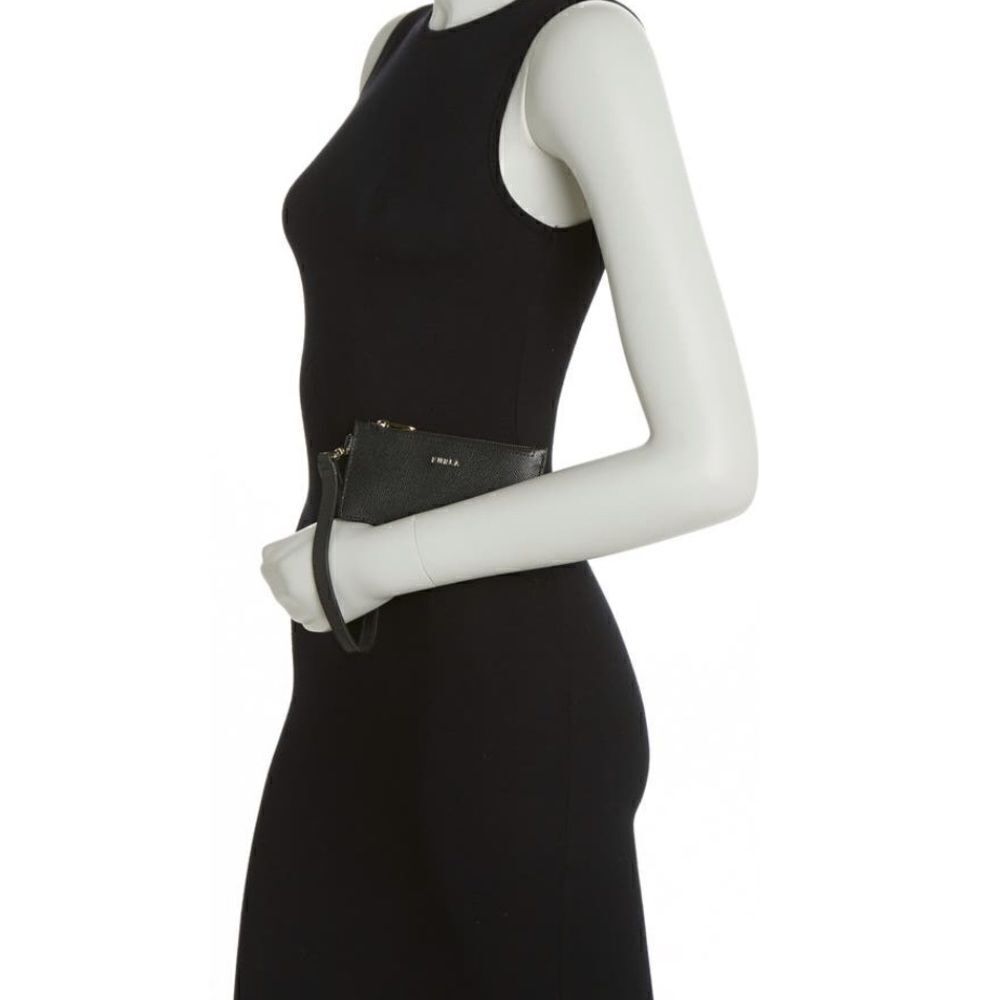 FURLA Classic Credit Card Case Leather Wallet Wristlet, Black,‎ Wrist Strap, NWT - Picture 5 of 16